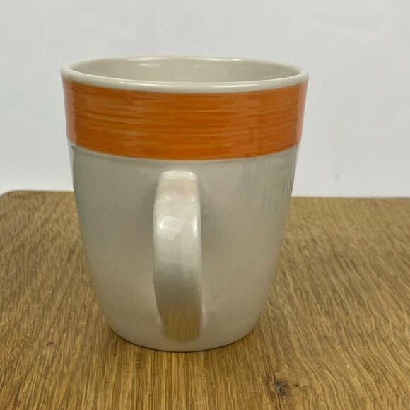 Citrus Grove Orange Brush Stroke Border Natural Coffee Mug Simple Modern Mug - Picture 4 of 8